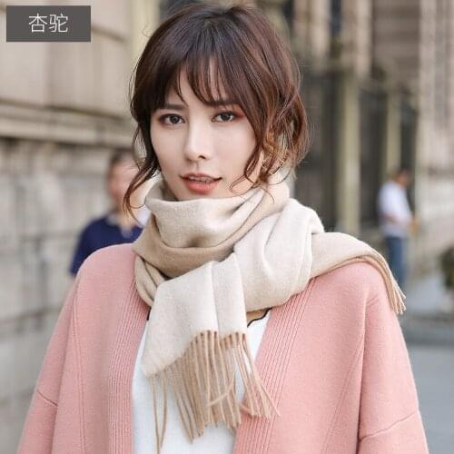 Autumn and winter 100% wool cashmere double-sided scarf for women