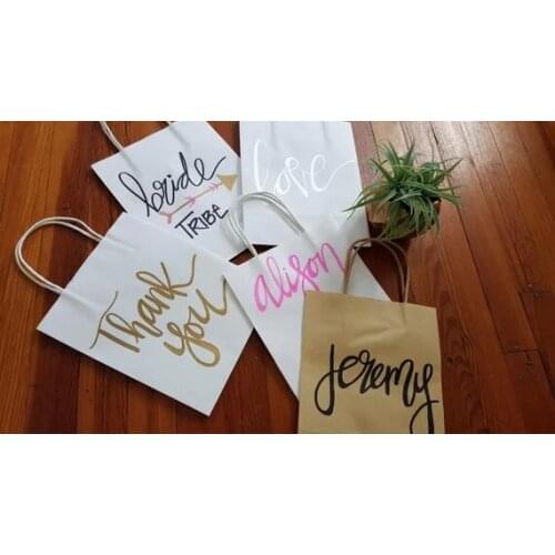 Personalized silver nam wedding bridesmaid maid of honor thank you gift bags, gift bags,bridesmaid bags,custom gift bag