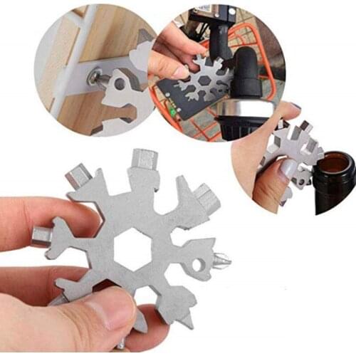 Outdoor Hand Tool 18-In-1 Portable Snowflake Shape Keychain Multi-Function Stainless Steel Small Wrench Pocket