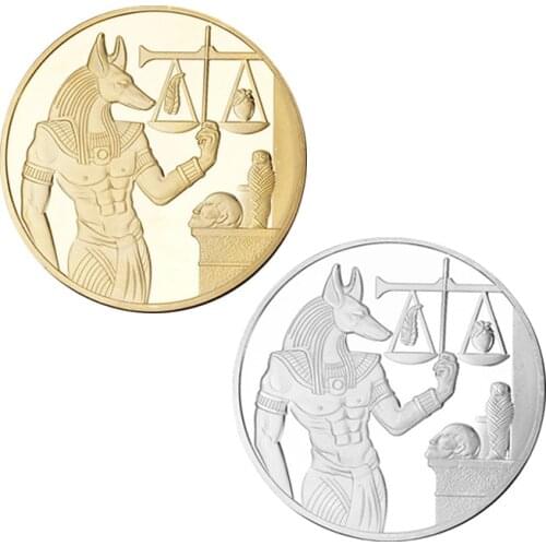 Gold Plated Egypt Death Protector Anubis Coin Copy Coins Egyptian God Of Death Commemorative Coins Collection Gift Silver