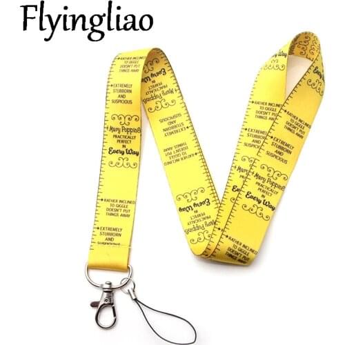 Funny Letters Yellow Neck Strap Lanyards ID badge card holder keychain Mobile Phone Strap Gift Ribbon webbing necklace Gifts