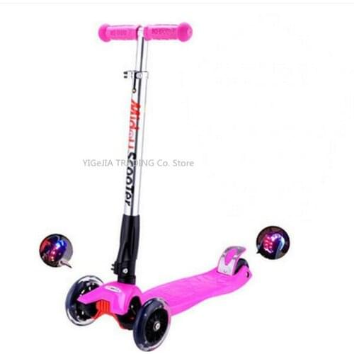 Foldable Glide Scooter with PU Light-Up Wheels, Height Adjustable Kick Scooter for Toddlers & Kids