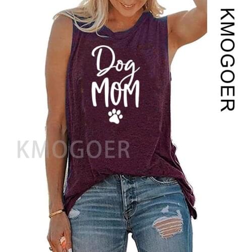 Dog Mom Summer Women Slim Clothing Camisole Tops Female Cotton Polyester Knitted Tanks Sleeveless Basic Solid T shirts 2021