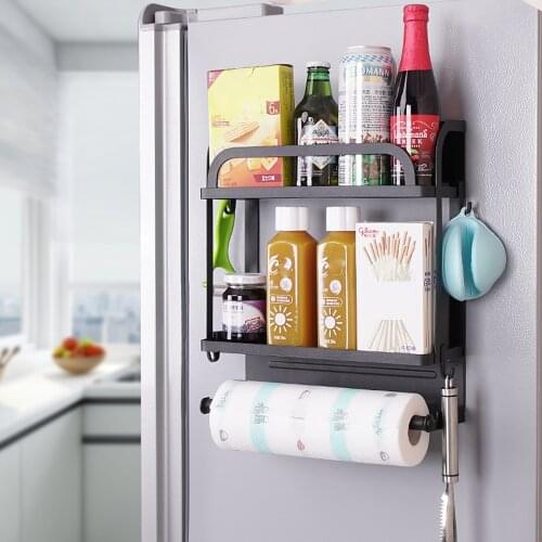 Refrigerator Rack Side Shelf Magnetic Multi-layer Fridge Storage Rack Kitchen Paper Towel Holder Household Organizer