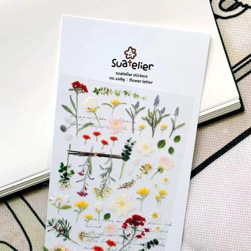 Spring green grass and flower cute PET stickers scrapbooking mini die cutting stationery planner decoration embellishement