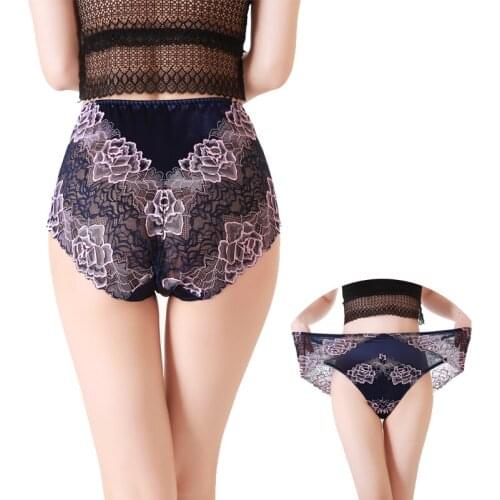 DKERT Plus Size 6XL Women Panties Sexy Lace Underwear Floral Transparent High Waist Briefs