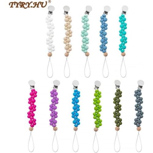 TYRY.HU Baby Pacifier Chain BPA Free Food Grade Silicone Abacus Beads Mini Beads Silicone Beads Tiny Rod Dummy Clips Baby Toys