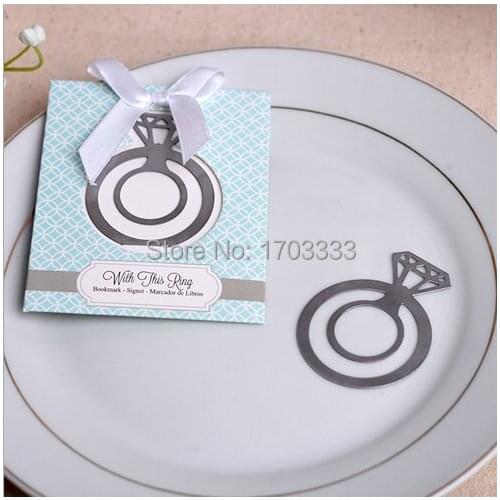 Unique wedding favor "With This Ring" Brushed-Metal Engagement Ring Bookmark Favors 200pcs Free shipping