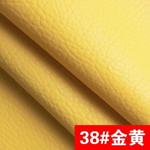 38# golden High Quality PU Leather fabric like leechee for DIY sewing sofa table shoes bags bed material (138*100cm)