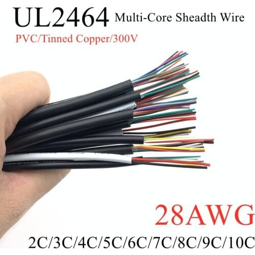 1M/5M 28AWG UL2464 Jacketed Wire Cable Channel Audio Cable 2-3-4-5-6-7-8-9 10 Core insulation Soft Copper Signal Control Cable