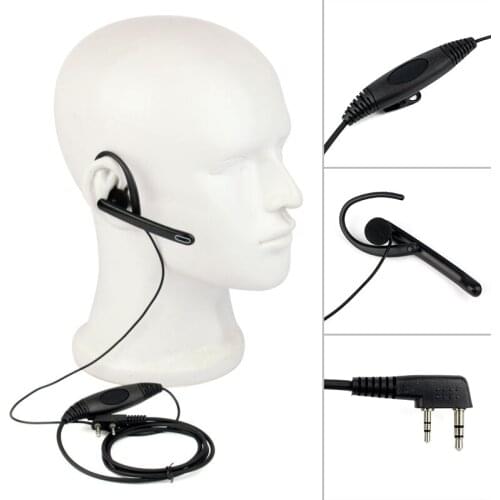 1pcs 2-Pin Ear Bar Earpiece Mic PTT Headset Parts For Kenwood HYT BAOFENG Radio