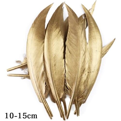 10pcs Goose Feather Natural Feathers Golden 15-20cm for Hat DIY Craft Jewelry Making Clothing Home Decoration Accessories Plumas