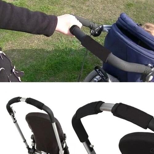 2 pcs/Pair New Baby Stroller Accessories Carriage Front Handle Pram Black Neoprene Magic Tape Bumper Bar Cover Bebek Arabasi