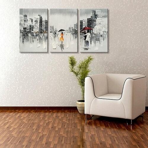 Art Abstract Artwork Hand Painted Modern People Cityscape Oil Painting on Canvas Wall Art Home Decoration for Living Room Office