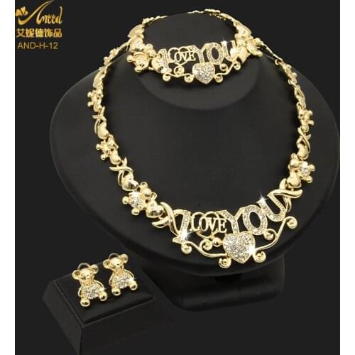 ANIID Jewelery Gold Plated African Xoxo Necklace Set Women I Love You Bridal Earring Dubai High Quality Wedding IndianJewellery