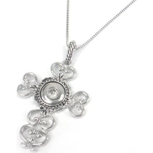 Free shipping Chain Necklace with Cross and heart DIY Fashion mini 1.2cm metal button Jewelry