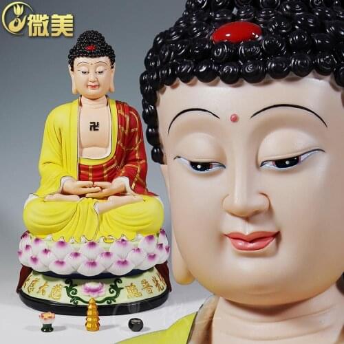 Dehua ceramics 19 inch lotus Buddha statue sitting Sambo - Amitabha / Shakya Muni Buddha like ornaments