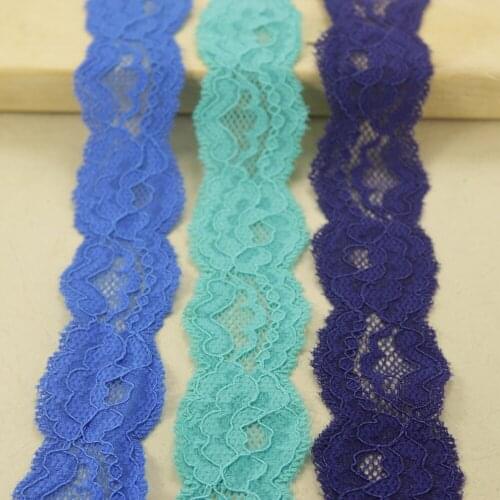 Elastic Stretch Lace Trim Sewing 20 Yards/lot 35mm Width Blue Depths, Peacock Green, Marine /garment/apparel Elastic Lace