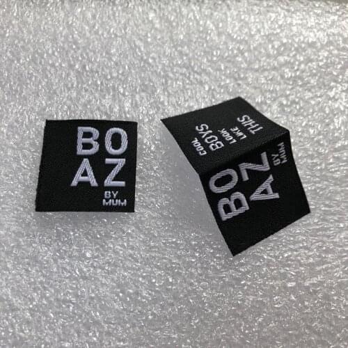 Custom Design Garment Clothing Tag Center Fold Damask Woven Label Main Label