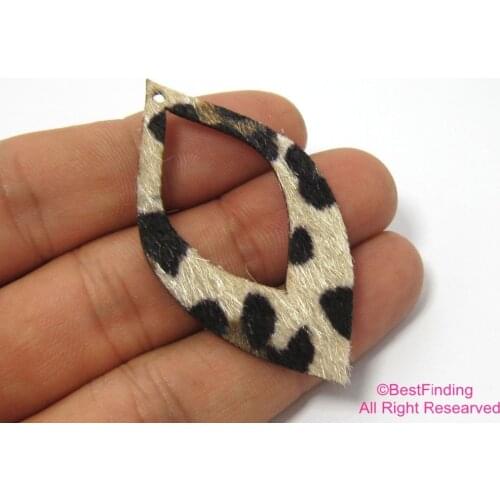 Leather pieces Leopard leaf 53x28mm Leaf earring pendant