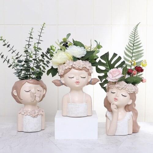 Pastoral style creative cute girl gardening flower pot home living room porch decoration potted flower succulent flower pot