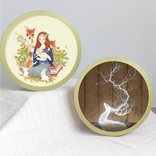 7-12 Inch Round Photo Frame Wooden Picture Frames Wall Mounted Poster Holder Hanging Cadre Photo for Home Office Decoration