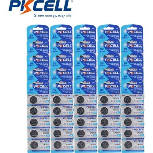 125Pcs PKCELL CR2032 3V Lithium Button Cell Coin Battery 210mAh DL2032 2032 KCR2032 5004L For Smart Watch Calculator