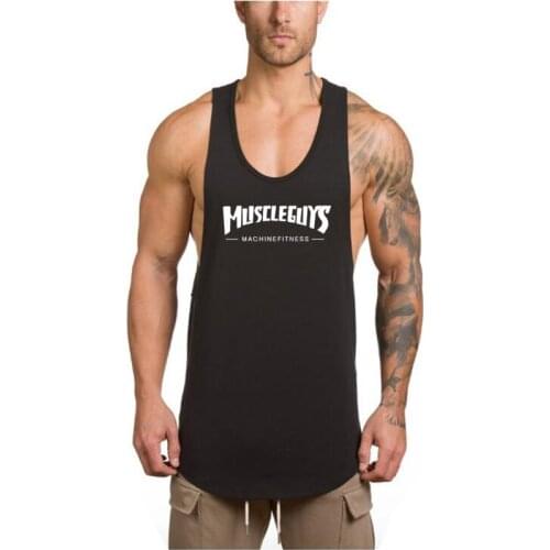 Muscleguys Fashion Brand fitness Bodybuilding Racerback Tank Tops Men Fitness Sleeveless Vest Cotton Singlets brand Muscle Shirt