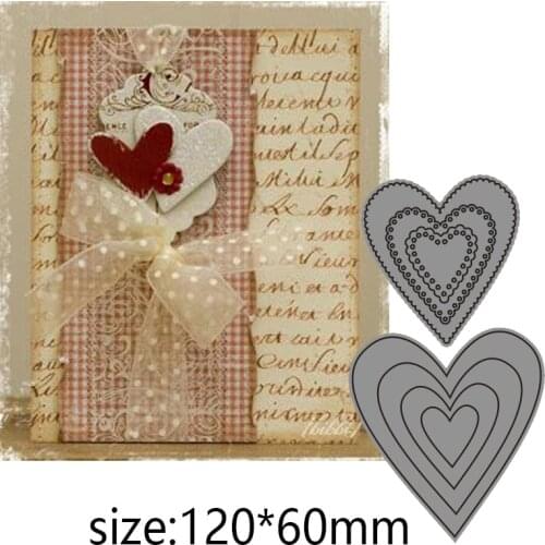 6 Pcs Hearts Metal Cutting Dies Scrapbooking Album Decoration Embossing Paper Card Craft 120*60 mm