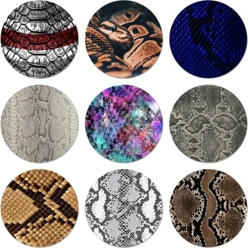 Fashion Snake Skin Icons Pins Badge Decoration Brooches Metal Badges For Backpack Decoration 58mm
