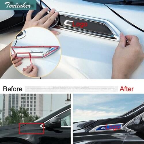 Tonlinker Cover Stickers for Honda CRV 2017-18 Car Styling 2 PCS stainless steel Leaf plate side mark decoration cover sticker