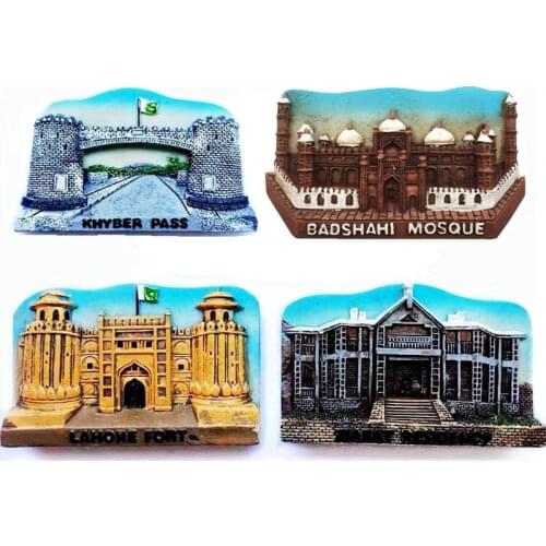 New Hand Painted Badshahi Mosque, Lahore, Pakistan 3D Fridge Magnets Tourism Souvenirs Refrigerator Magnetic Sticker
