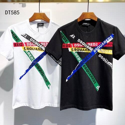 New Summer Dsquared2 Street Hip-Hop Round Neck Short-Sleeved T-shirt Cotton Locomotive Letter Printing Casual Tee Men/Women tops