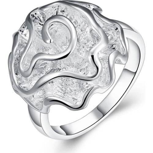 NEW Fashion silver plated jewelry Rose Silver plated new design finger ring for lady bijoux women engagement ring