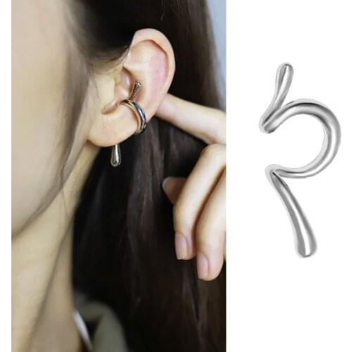 New Spiral Ear Clip Cold Wind Snake-shaped Non-pierced Earrings Punk Gothic Metal Simple Trendy Gold Personality Clip Earrings
