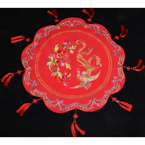 New bride red hijab wedding embroidery Chinese wedding show Wo clothing dragon and phoenix high-end tassel hipa scarf