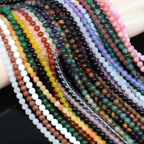 Oamusa Round Tiger Eye Amazonite Garnet Agates Angelite Quartz Lava Beads For Jewelry Making DIY Bracelet Accessories 15