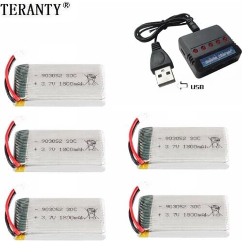 Upgrade 3.7v 1800mAh Lipo Battery With 5in1 Charger for KY601S SYMA X5 X5S X5C X5SC X5SH X5SW M18 H5P RC Quadcopter Spare Parts