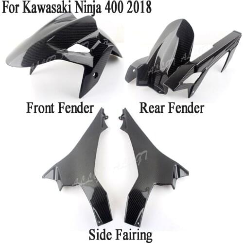 Fit for KAWASAKI NINJA 400 2018 Side Fairing Real 100% Carbon Fiber Front Fender & Rear Tire Fender & Chain Guard