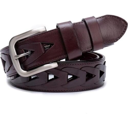 2021 Luxury Belt for Mens Fashion Personality Weaving Pin Buckle High Quality Genuine Leather Belts