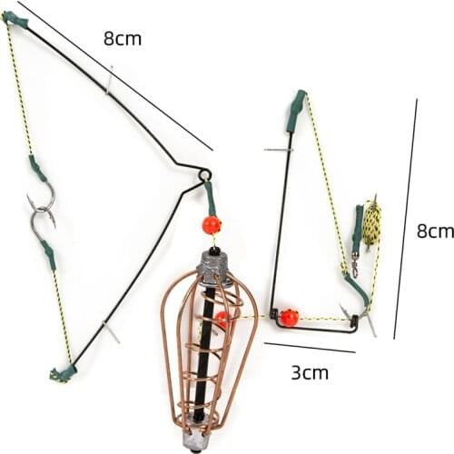 Fishing Bait Cage Fish Bait Lure Copper Trap Basket Feeder Holder With Hooks Fishing Tackle Tools 2020