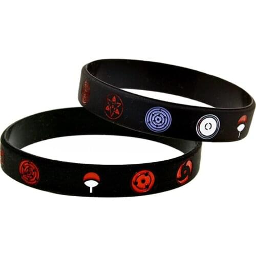 Anime Naruto Sharingan Sport Wristband Toy Male Female Rubber Cartoons Figures Charm Cosplay Bangle Bracelets Toys for Kids Gift