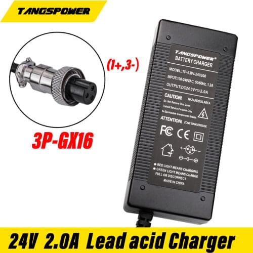 24V 2ALead-Acidgx16BatteryChargerElectric Scooter E-bike Wheelchair Diameter12MMAC100-200V