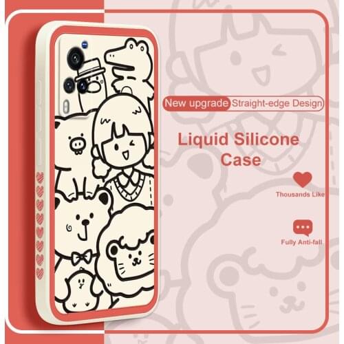 ASINA Liquid Silicone Case For VIVO X50 60 30 Pro Cover Cartoon Bumper Straight Edge Cases For Vivo Z5X Z1Pro iQOO Neo Y17 V17