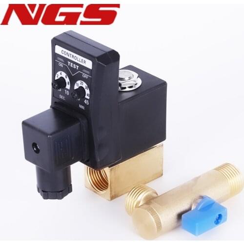 1/2" DN15 Auto drain Valve Air compressor Time Delay Switch Electromagnetic Magnetic Valve Controller AC220V 110V DC24V 12V