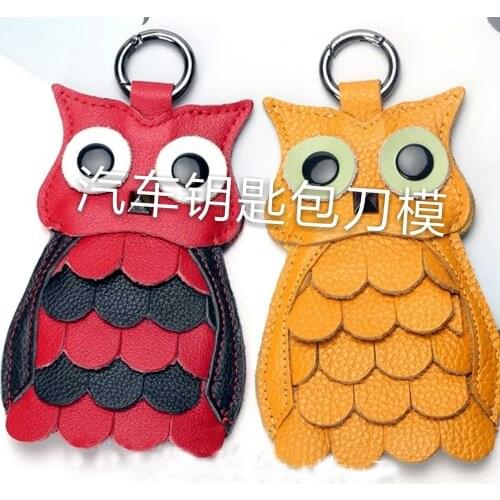 124*88mm leather hole punches owl design car key ring bag die cutting knife wood plate template leather crafts cutter