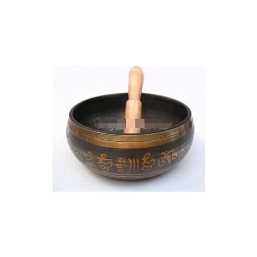 15cm Antique bronze Pure Copper Brass CHINESE crafts decor Asian Nepal Singing Bowl Music