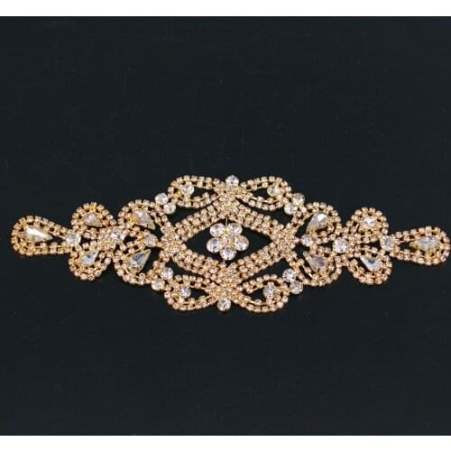 21.8x9cm Flashing Crystal long patch clear rhinestone glass applique silver decal Sew for Bridal Headdress Wedding Dress