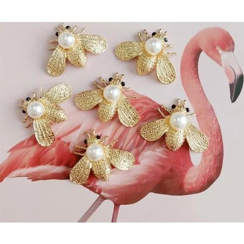 5Pcs/Lot Rhinestone Insects Buttons Bee Buckles Badge Brooch Pin Buttons for Clothing Women DIY Aceessories Bag Shoes