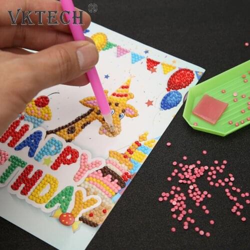 DIY Diamond Painting Cartoon Greeting Cards Embroidery Birthday Paper Postcards Household Living Room Wall Supplies